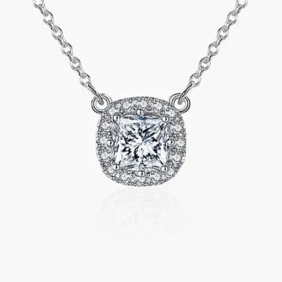 🌟 Stunning Square CZ Necklace - Ladies Elegant Square Necklace - Picture 1 of 7